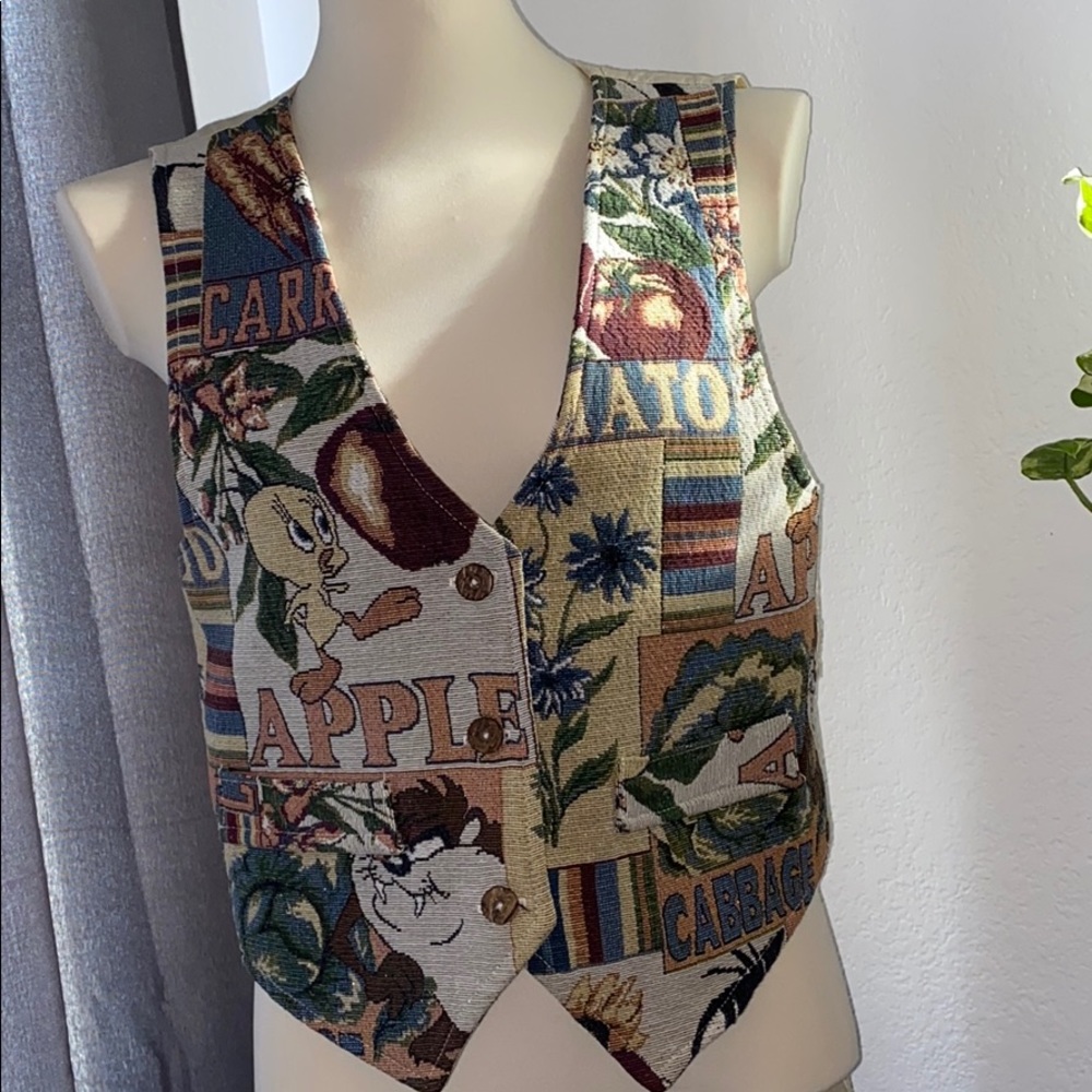 VTG Looney Tunes Jerry Leigh Tapestry Vest